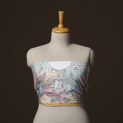 Bengal Kantha Hand Embroidered Cotton Blouse Piece 85