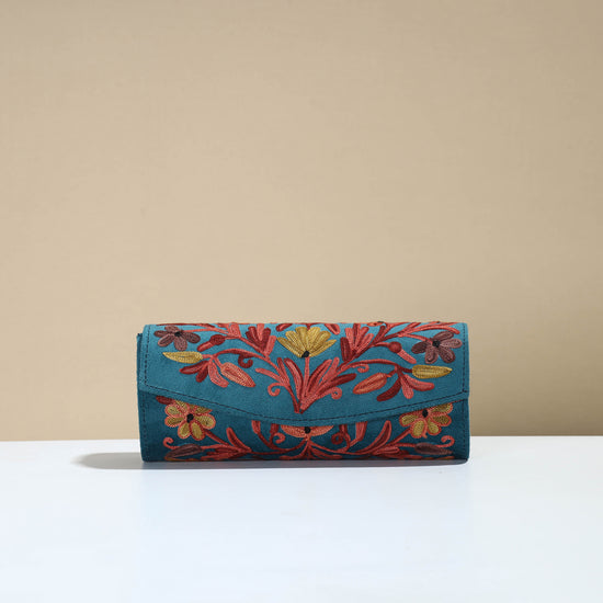 Authentic Kashmiri Crewel Embroidery Velvet Clutch 45