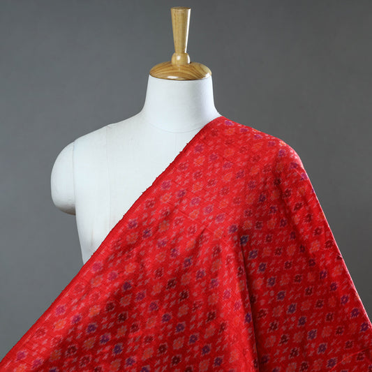 Red - Pochampally Ikat Weave Handloom Pure Raw Silk Fabric 13