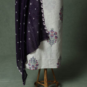 Sanganeri Hand Block Print Cotton 2pc Unstitched Dress Material Kurta Set with Jewellery 19