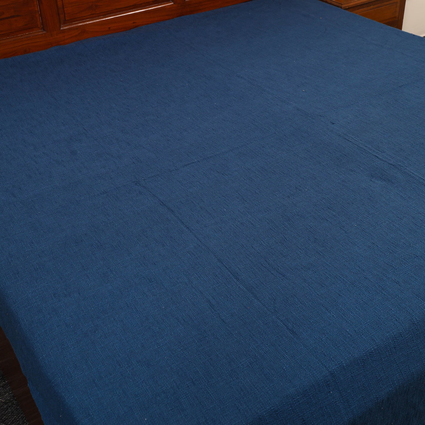 Blue - Pure Handloom Cotton Double Bed Cover from Bijnor 11