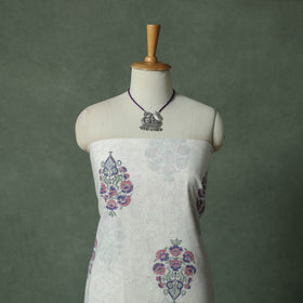 Sanganeri Hand Block Print Cotton 2pc Unstitched Dress Material Kurta Set with Jewellery 19