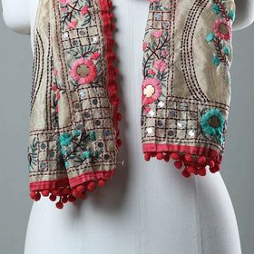 Red Ranihati Chanderi Silk Embroidered Stole