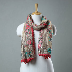 Red Ranihati Chanderi Silk Embroidered Stole