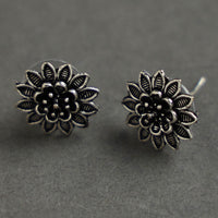 Antique Finish Oxidised White Metal Stud Earrings 20