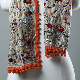 Orange Ranihati Chanderi Silk Embroidered Stole
