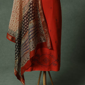 Jacquard Woven Cotton 2pc Unstitched Dress Material Kurta Set with Jewellery 20