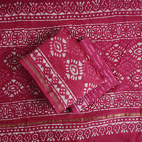 Pink - 3pc Chanderi Silk Bagru Print Dress Material 11