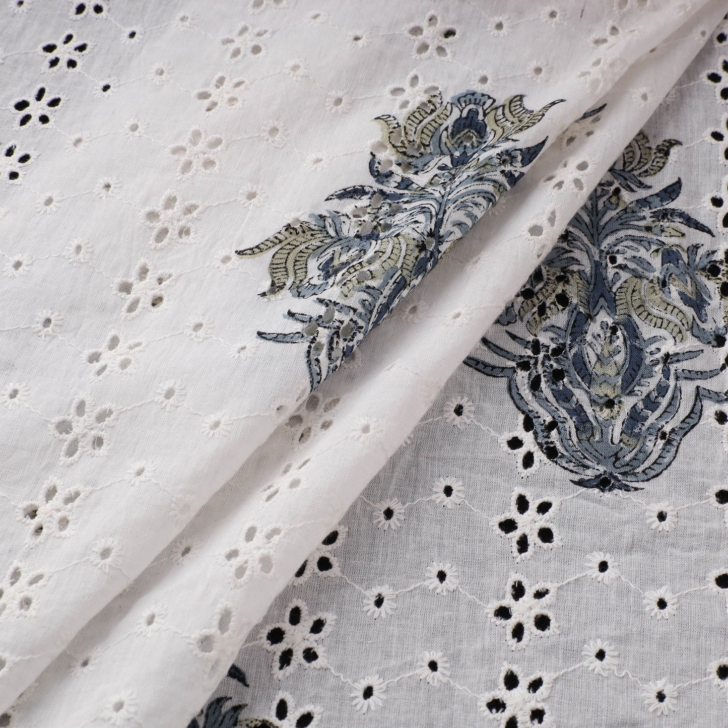 Sanganeri Hand Block Print Pure Cotton Floral Hakoba Fabric 01