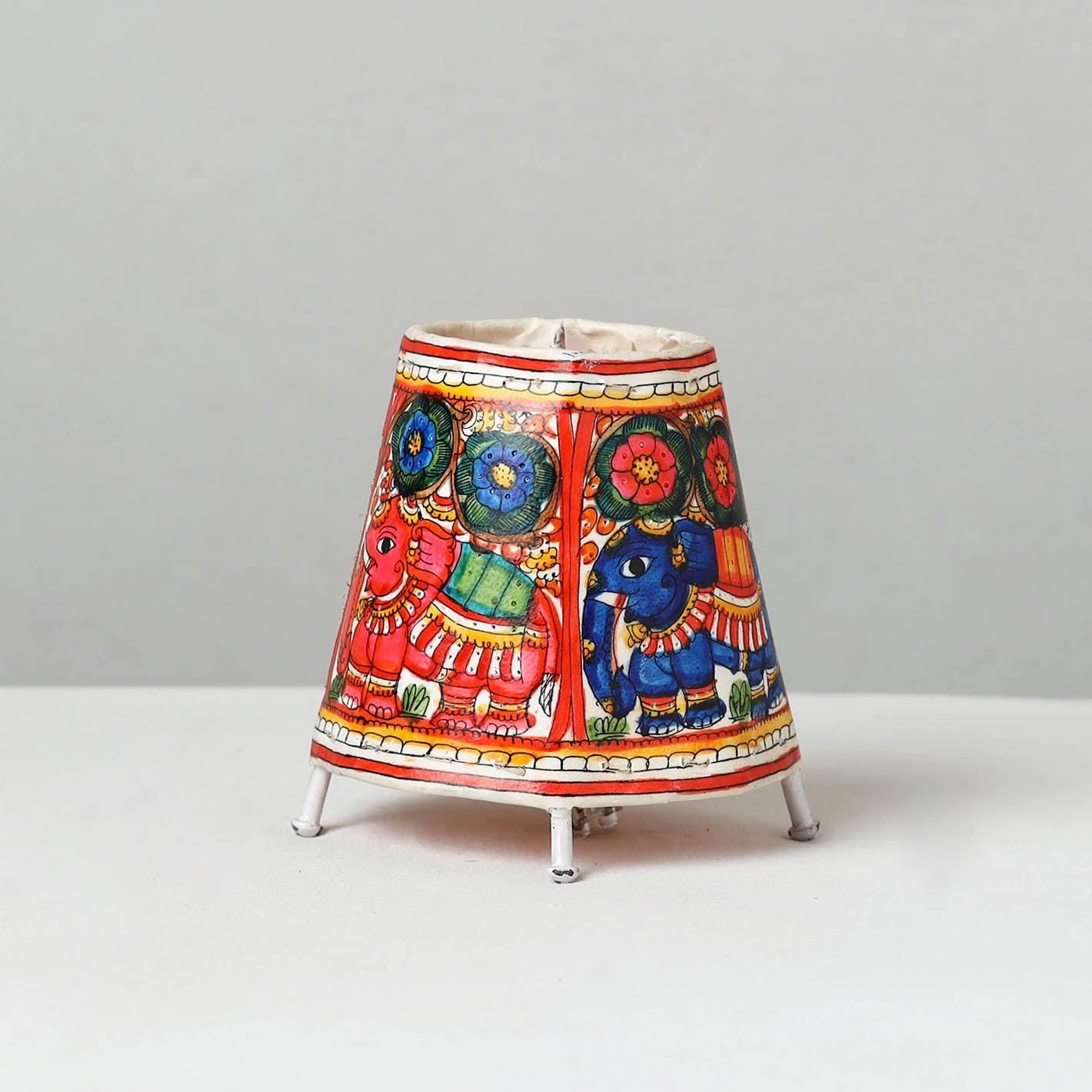 Handpainted Tholu Bommalata Leather Table Lamp (Small) 04