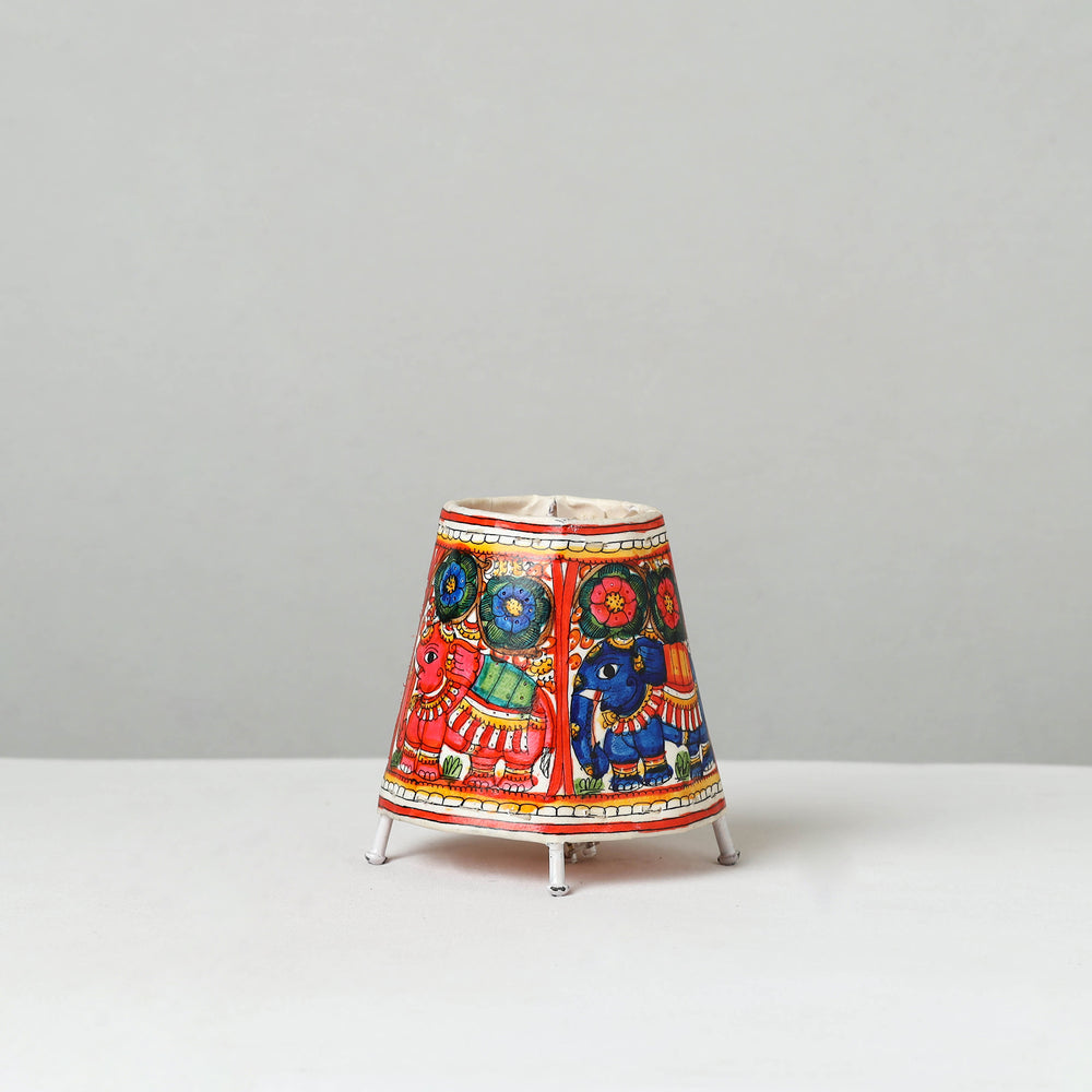 Handpainted Tholu Bommalata Leather Table Lamp (Small) 04