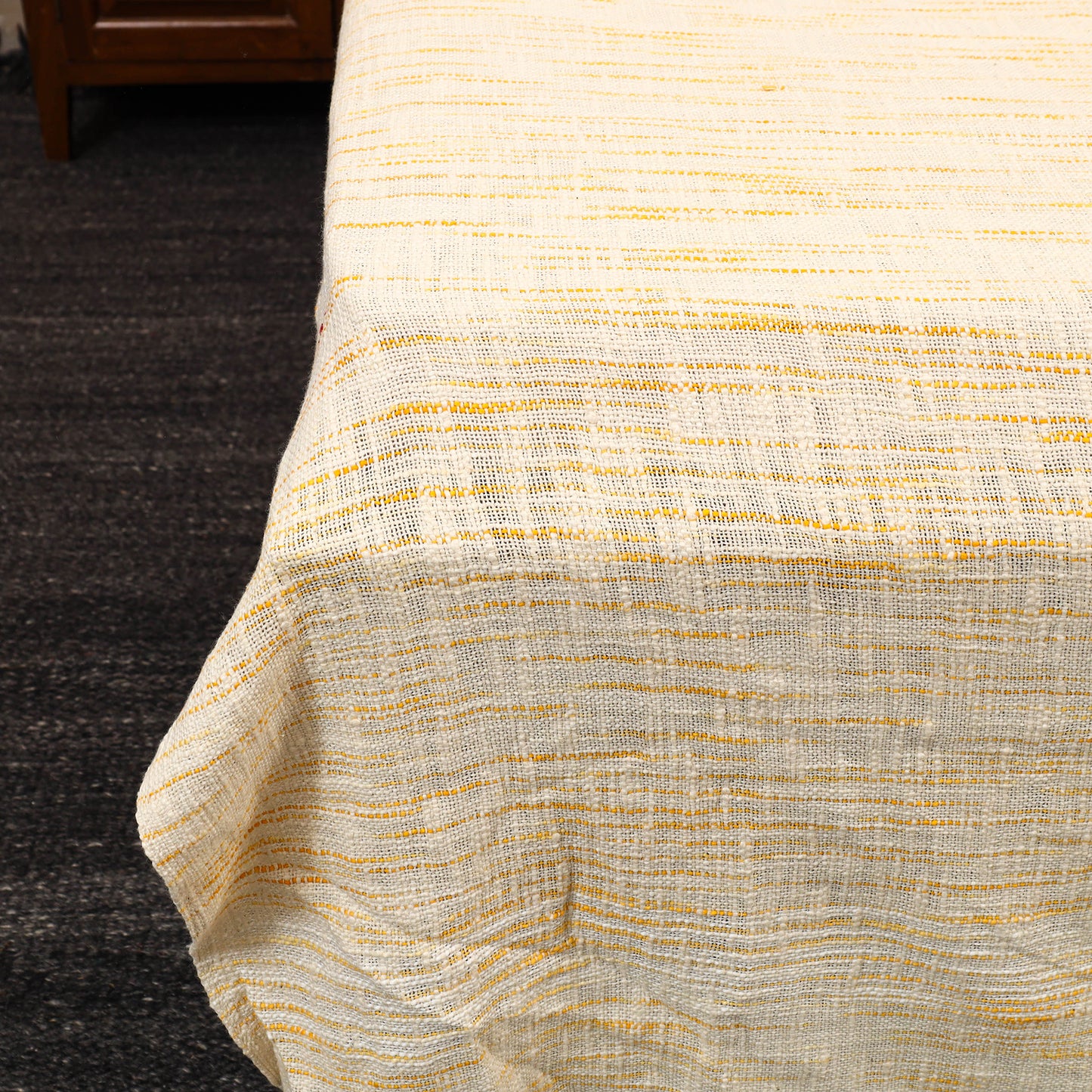 Yellow - Pure Handloom Cotton Double Bed Cover from Bijnor 13