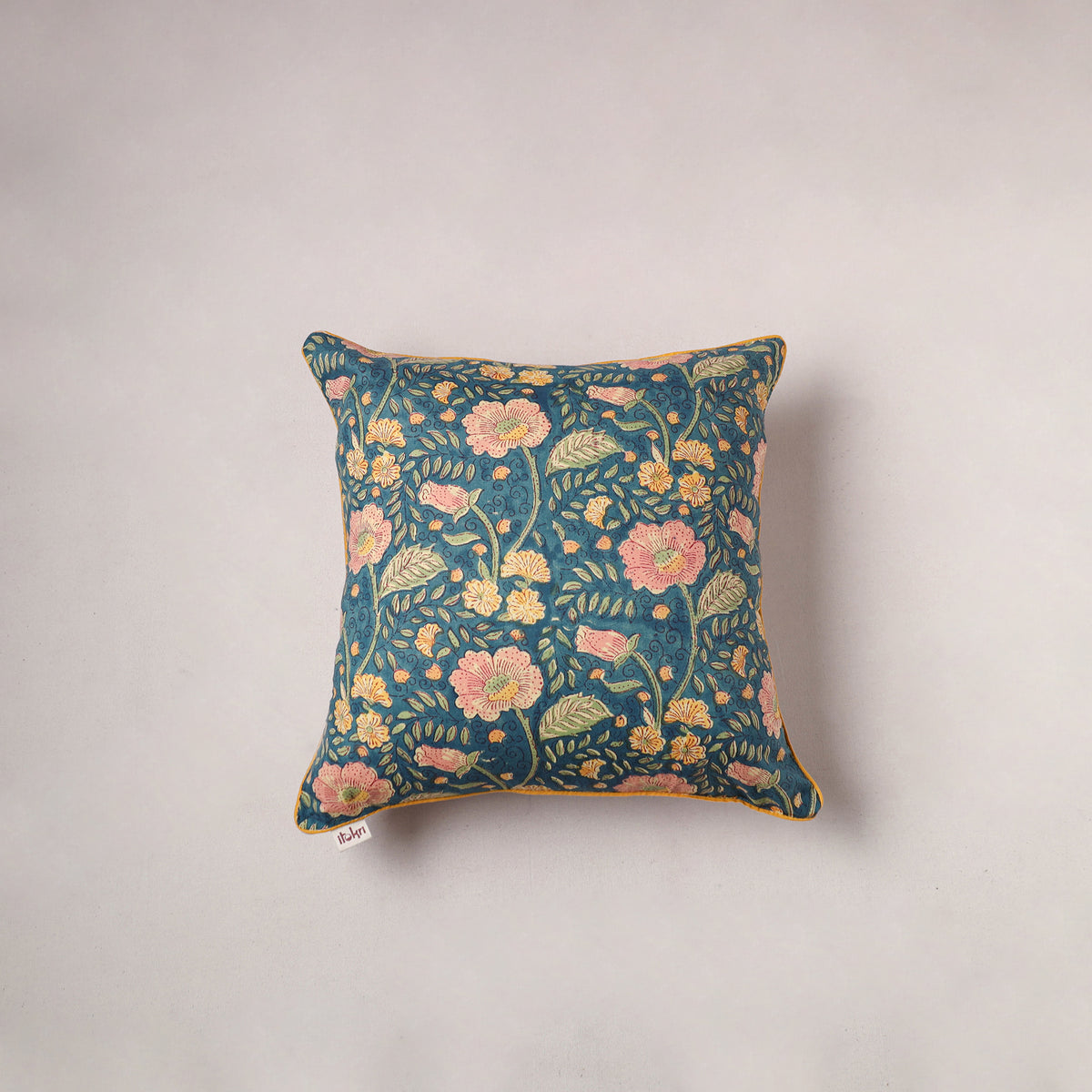Sanganeri Floral Print Cushion Cover (16 x 16 in) 188
