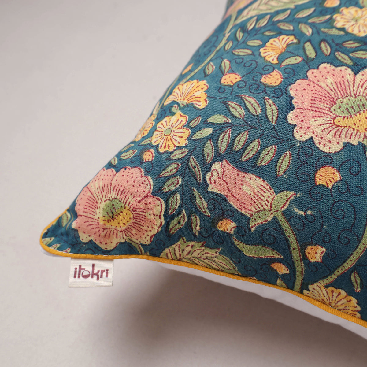 Sanganeri Floral Print Cushion Cover (16 x 16 in) 188