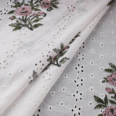 Sanganeri Hand Block Print Pure Cotton Floral Hakoba Fabric 02