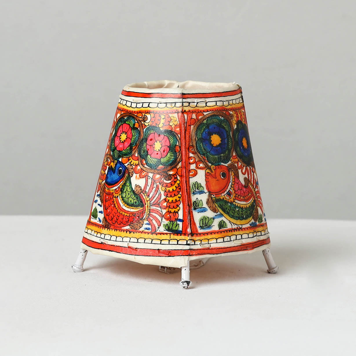 Handpainted Tholu Bommalata Leather Table Lamp (Small) 05