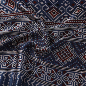 Blue Natural Dyed Mashru Silk Ajrakh Print Fabric