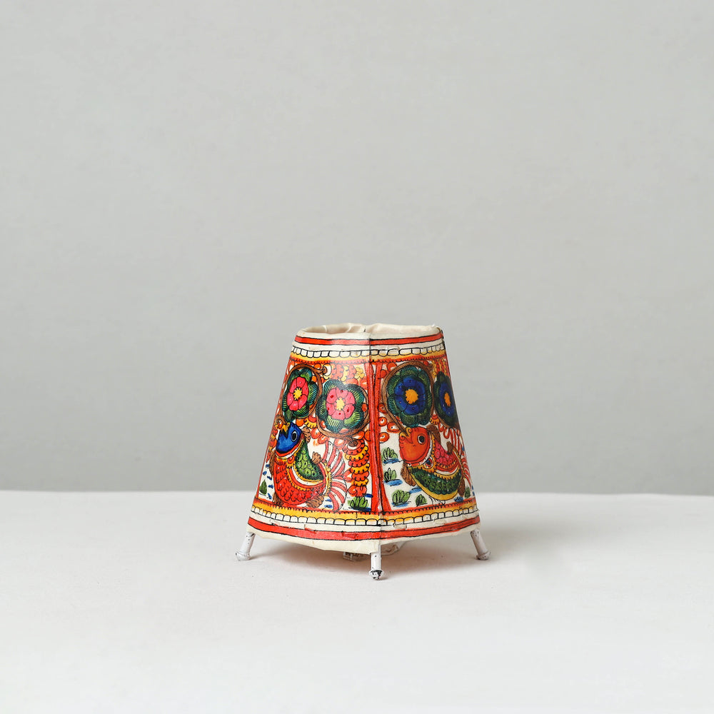 Handpainted Tholu Bommalata Leather Table Lamp (Small) 05