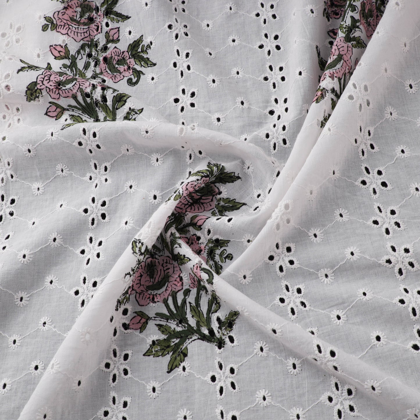 Sanganeri Hand Block Print Pure Cotton Floral Hakoba Fabric 02