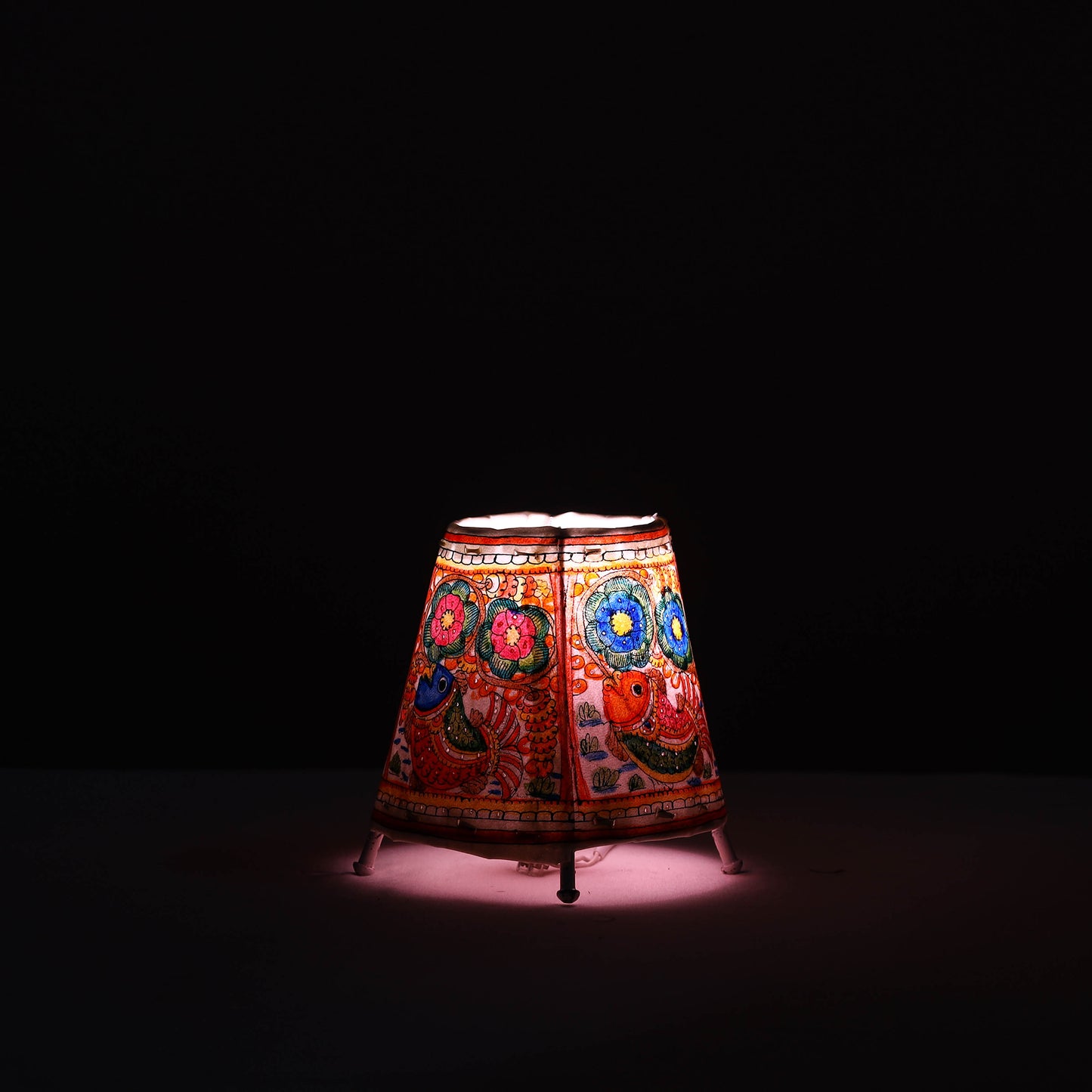 Handpainted Tholu Bommalata Leather Table Lamp (Small) 05