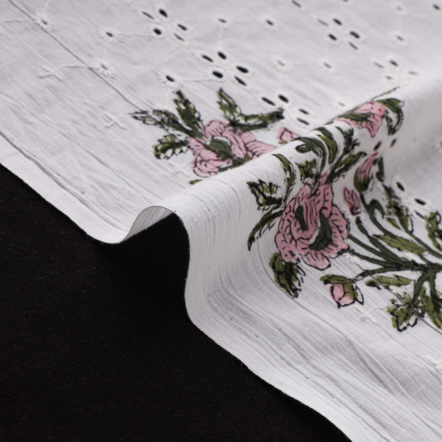 Sanganeri Hand Block Print Pure Cotton Floral Hakoba Fabric 02