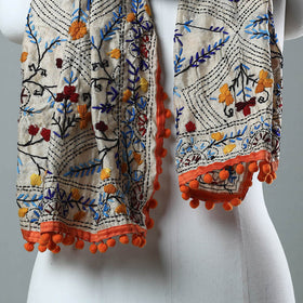 Orange Ranihati Chanderi Silk Embroidered Stole
