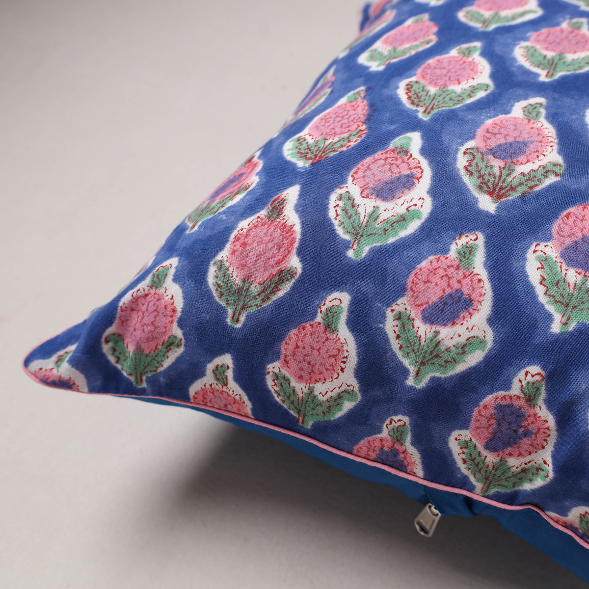 Sanganeri Floral Print Cushion Cover (16 x 16 in) 189