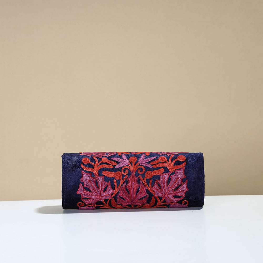 Authentic Kashmiri Crewel Embroidery Velvet Clutch 51