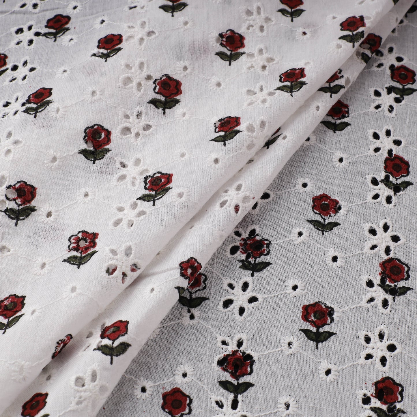Sanganeri Hand Block Print Pure Cotton Floral Hakoba Fabric 03