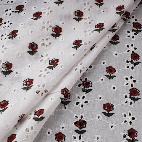 Sanganeri Hand Block Print Pure Cotton Floral Hakoba Fabric 03