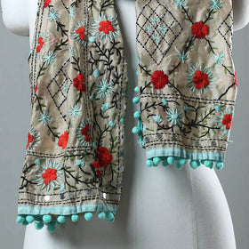 Blue Ranihati Chanderi Silk Embroidered Stole