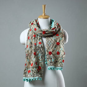 Blue Ranihati Chanderi Silk Embroidered Stole