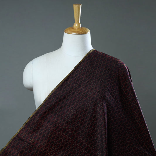 Black - Pochampally Ikat Weave Handloom Pure Raw Silk Fabric 32