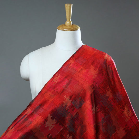Red - Pochampally Ikat Weave Handloom Pure Raw Silk Fabric 33