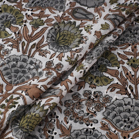 Sanganeri Hand Block Print Pure Cotton Floral Hakoba Fabric 05