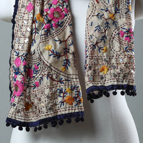 Blue Ranihati Chanderi Silk Embroidered Stole