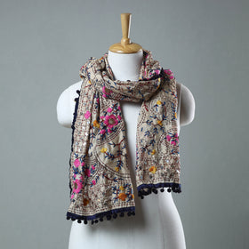 Blue Ranihati Chanderi Silk Embroidered Stole