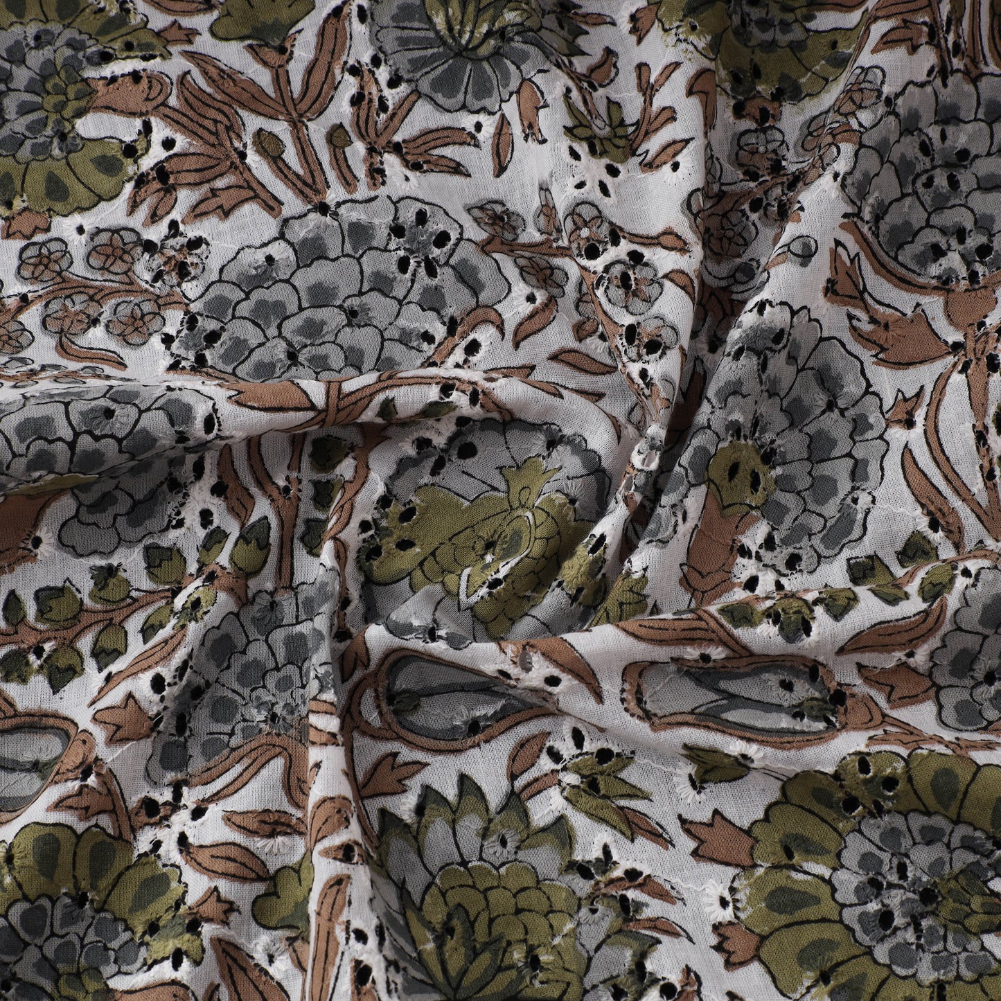 Sanganeri Hand Block Print Pure Cotton Floral Hakoba Fabric 05