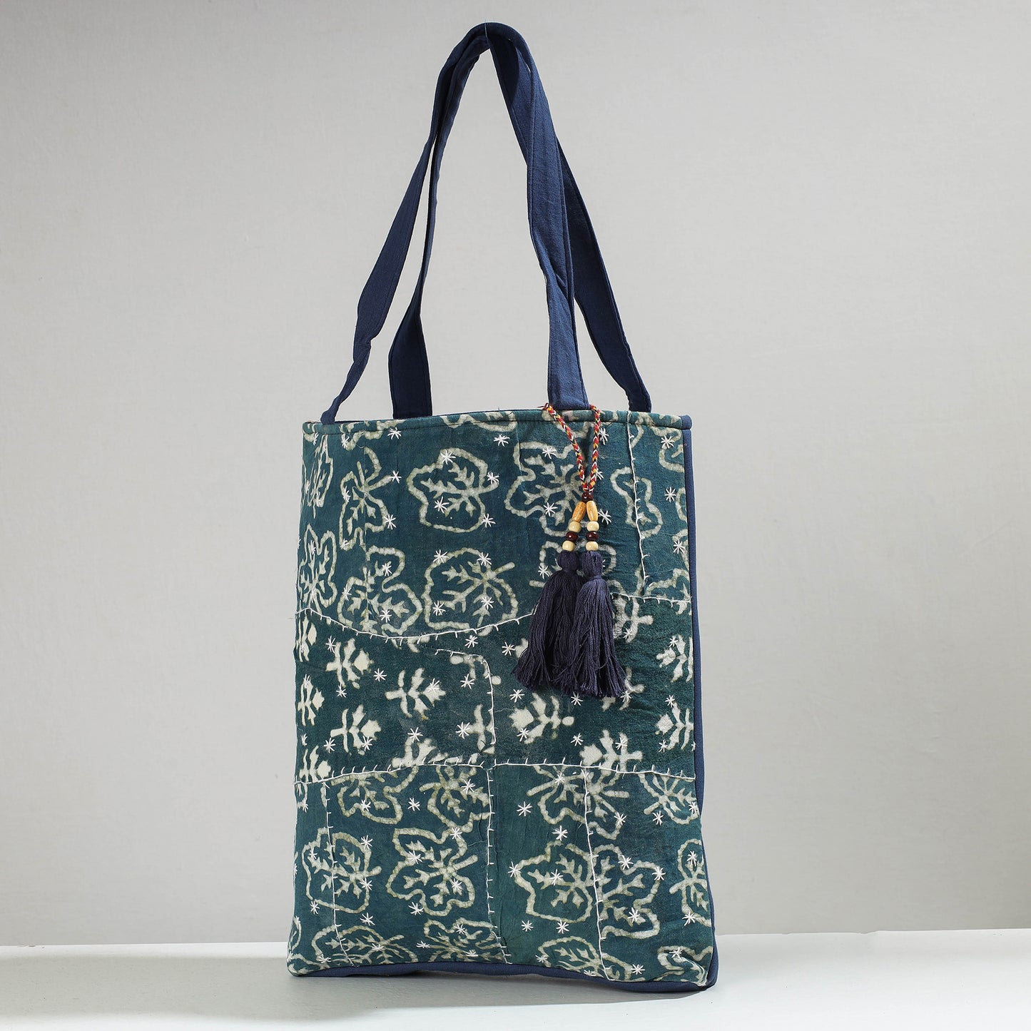 Green - Marudhara Printed Patchwork Shoulder Bag with Charm
