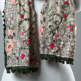 Green Ranihati Chanderi Silk Embroidered Stole