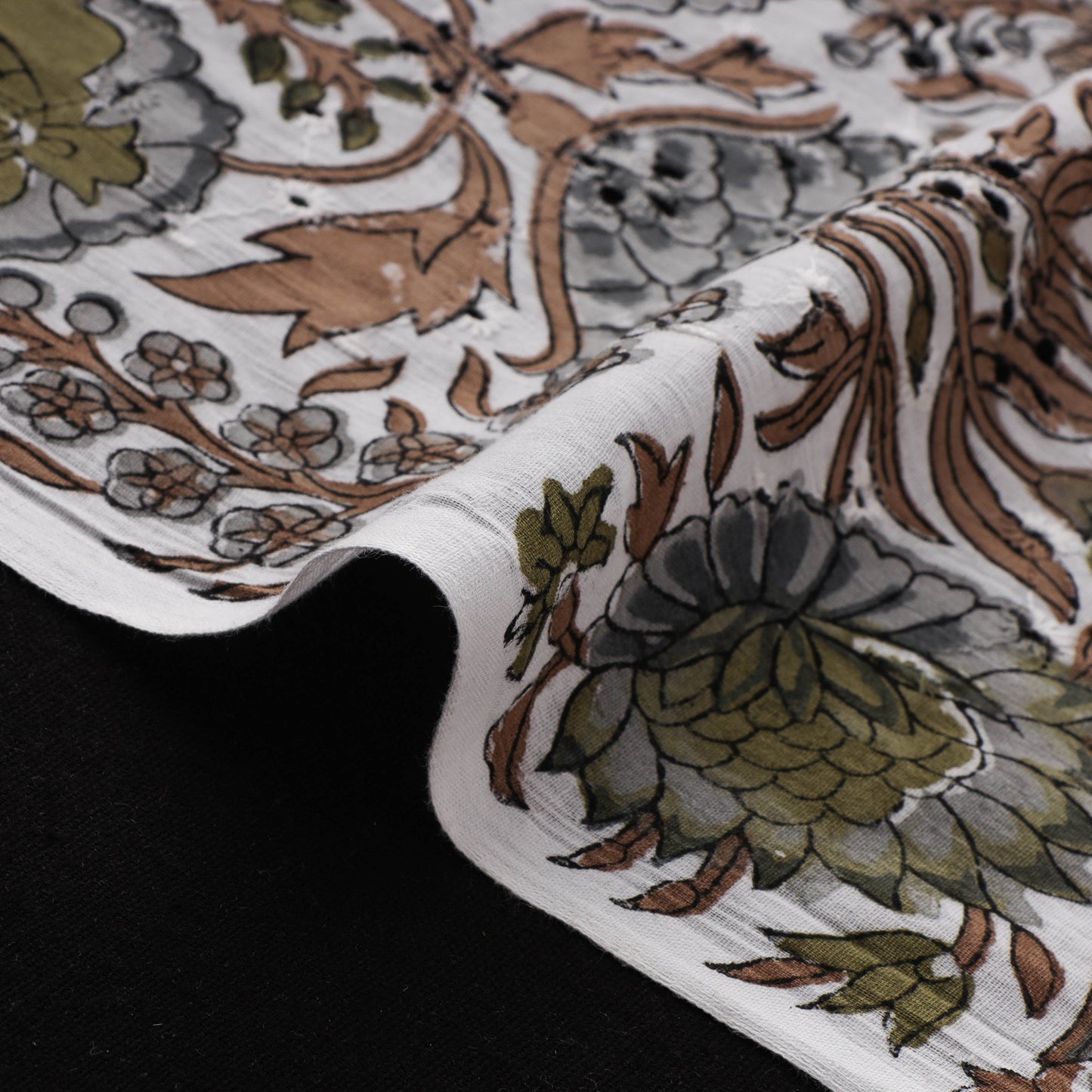 Sanganeri Hand Block Print Pure Cotton Floral Hakoba Fabric 05