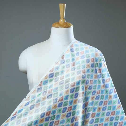 Multicolor - Pochampally Ikat Weave Handloom Pure Raw Silk Fabric 36