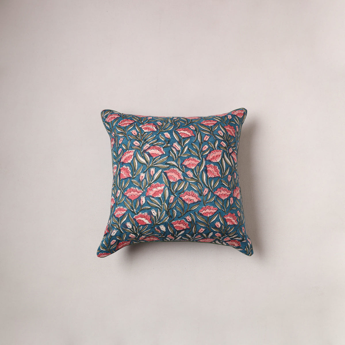 Sanganeri Floral Print Cushion Cover (16 x 16 in) 191
