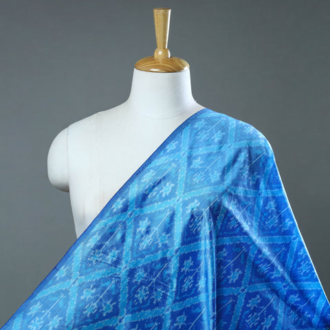 Blue - Handloom Raw Silk Pochampally Weave Ikat Fabric 38