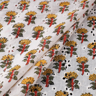Sanganeri Hand Block Print Pure Cotton Floral Hakoba Fabric 06