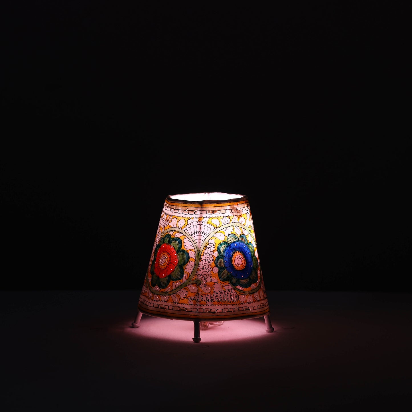 Handpainted Tholu Bommalata Leather Table Lamp (Small) 10