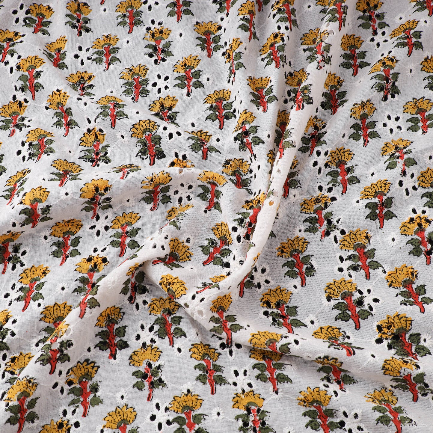 Sanganeri Hand Block Print Pure Cotton Floral Hakoba Fabric 06