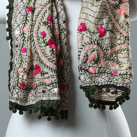 Green Ranihati Chanderi Silk Embroidered Stole