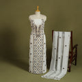 2pc White Hand Embroidery Chanderi Silk Chikankari Dress Material