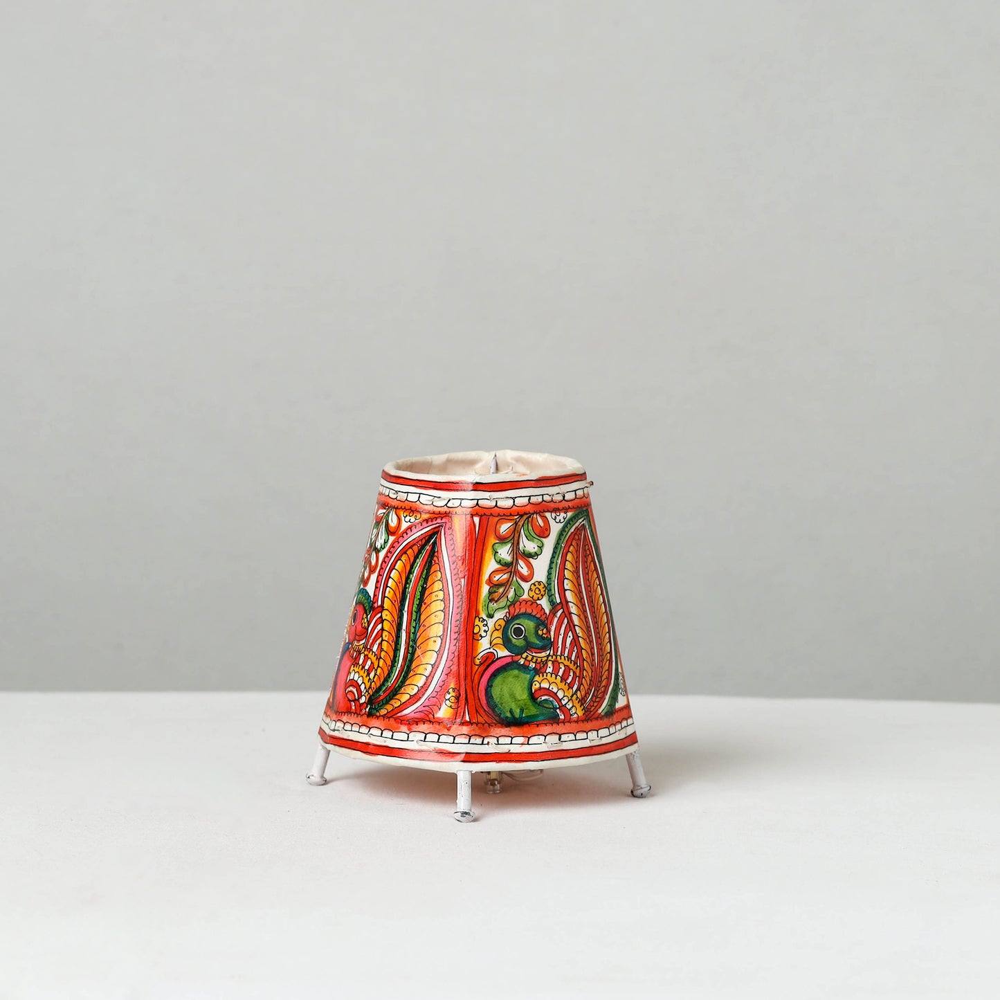 Handpainted Tholu Bommalata Leather Table Lamp (Small) 08